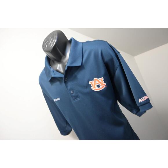 Columbia PFG Golf Polo Vented Auburn Tigers Omni-Wick Blue Mens Size XL - Picture 1 of 9